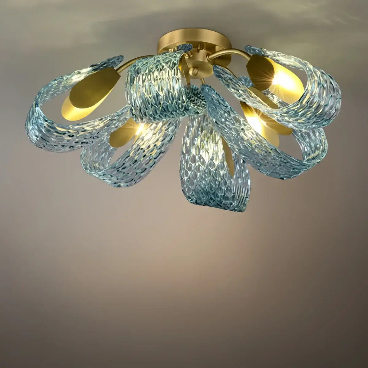 Art Deco Peacock Chandelier – Blue Feather Art Glass Contemporary for Dining Room Bedroom - Flindria