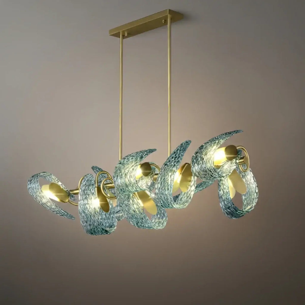 Art Deco Peacock Chandelier – Blue Feather Art Glass Contemporary for Dining Room Bedroom - Flindria