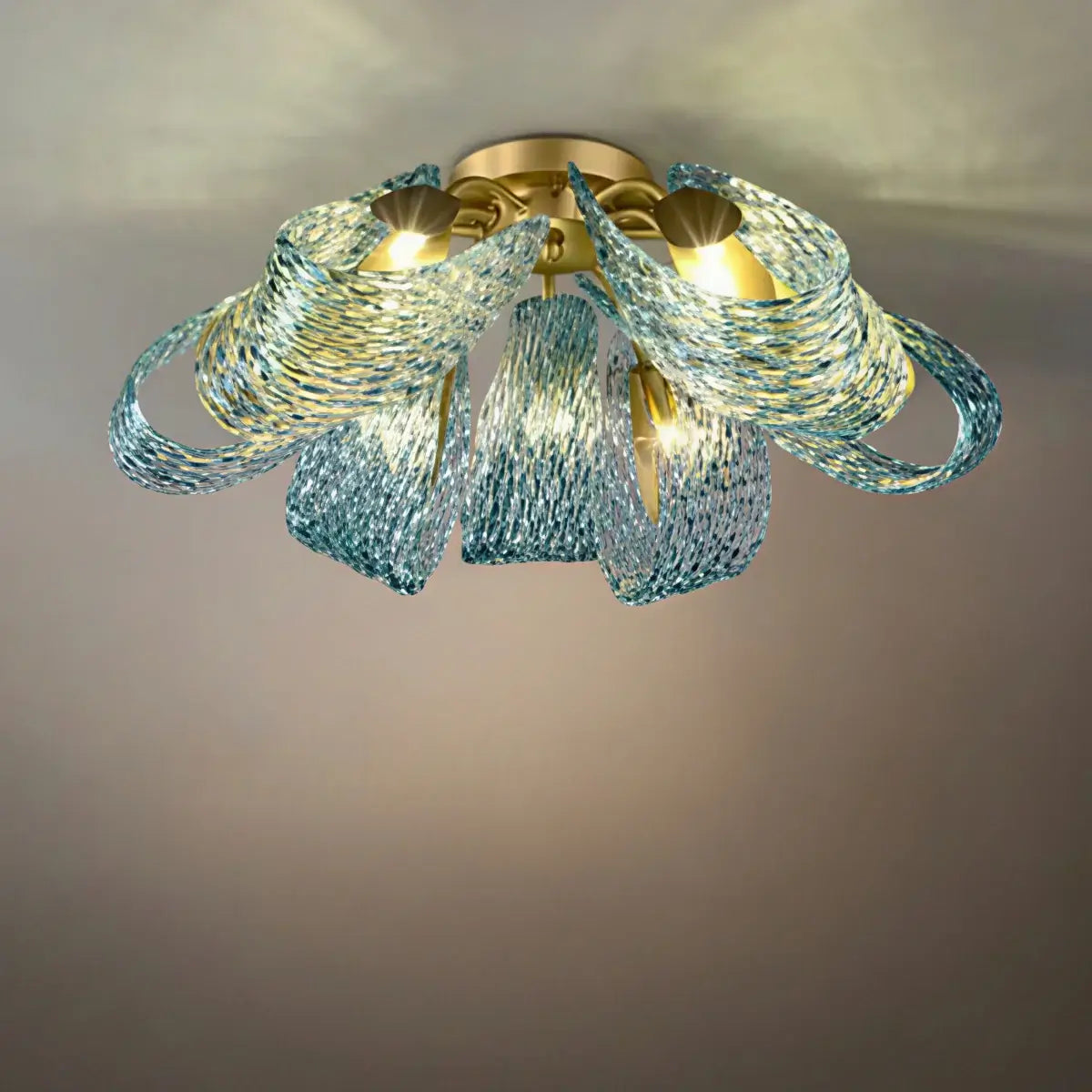 Art Deco Peacock Chandelier – Blue Feather Art Glass Contemporary for Dining Room Bedroom - Flindria