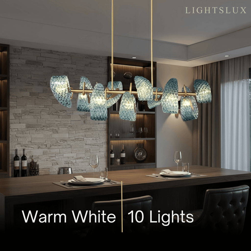Art Deco Peacock Chandelier – Blue Feather Art Glass Contemporary for Dining Room Bedroom - Flindria