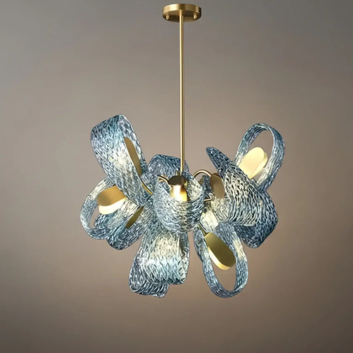 Art Deco Peacock Chandelier – Blue Feather Art Glass Contemporary for Dining Room Bedroom - Flindria