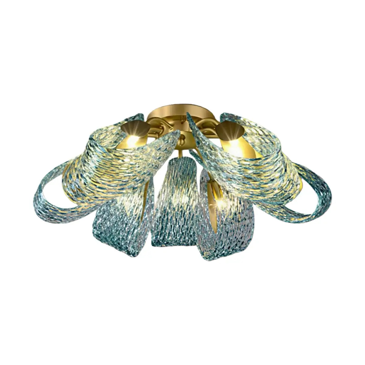 Art Deco Peacock Chandelier – Blue Feather Art Glass Contemporary for Dining Room Bedroom - Flindria