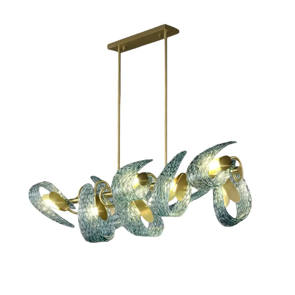 Art Deco Peacock Chandelier – Blue Feather Art Glass Contemporary for Dining Room Bedroom - Flindria