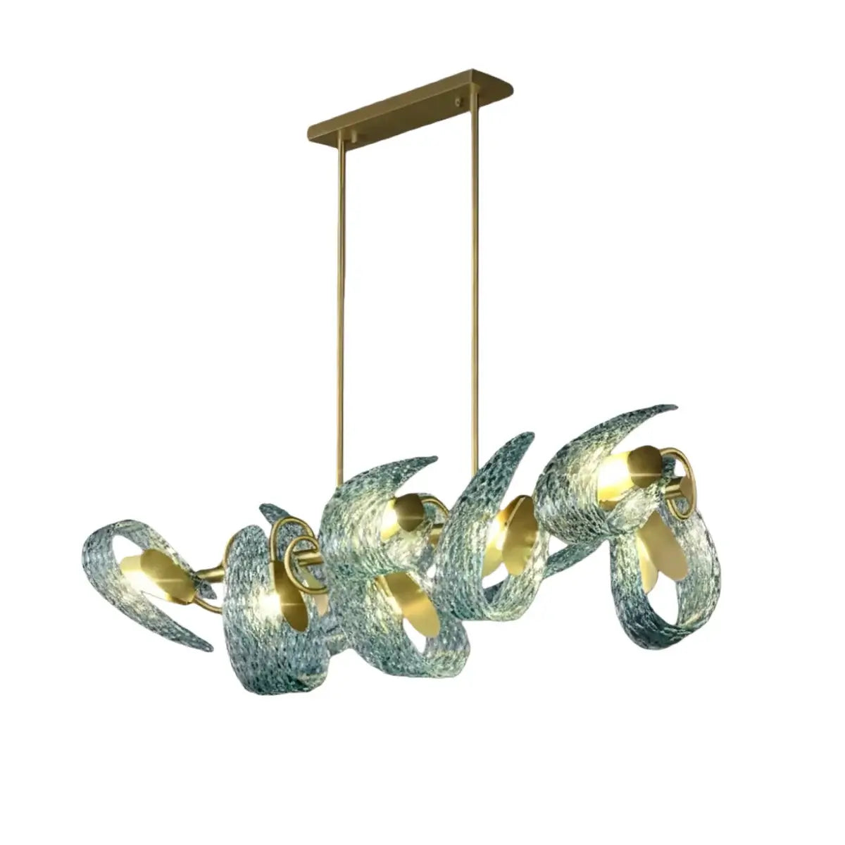 Art Deco Peacock Chandelier – Blue Feather Art Glass Contemporary for Dining Room Bedroom - Flindria