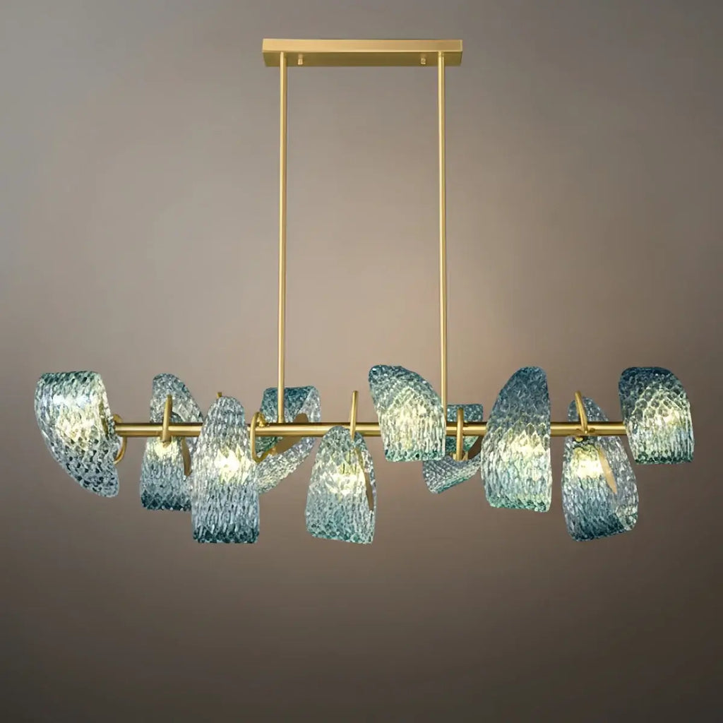 Art Deco Peacock Chandelier – Blue Feather Art Glass Contemporary for Dining Room Bedroom - Flindria