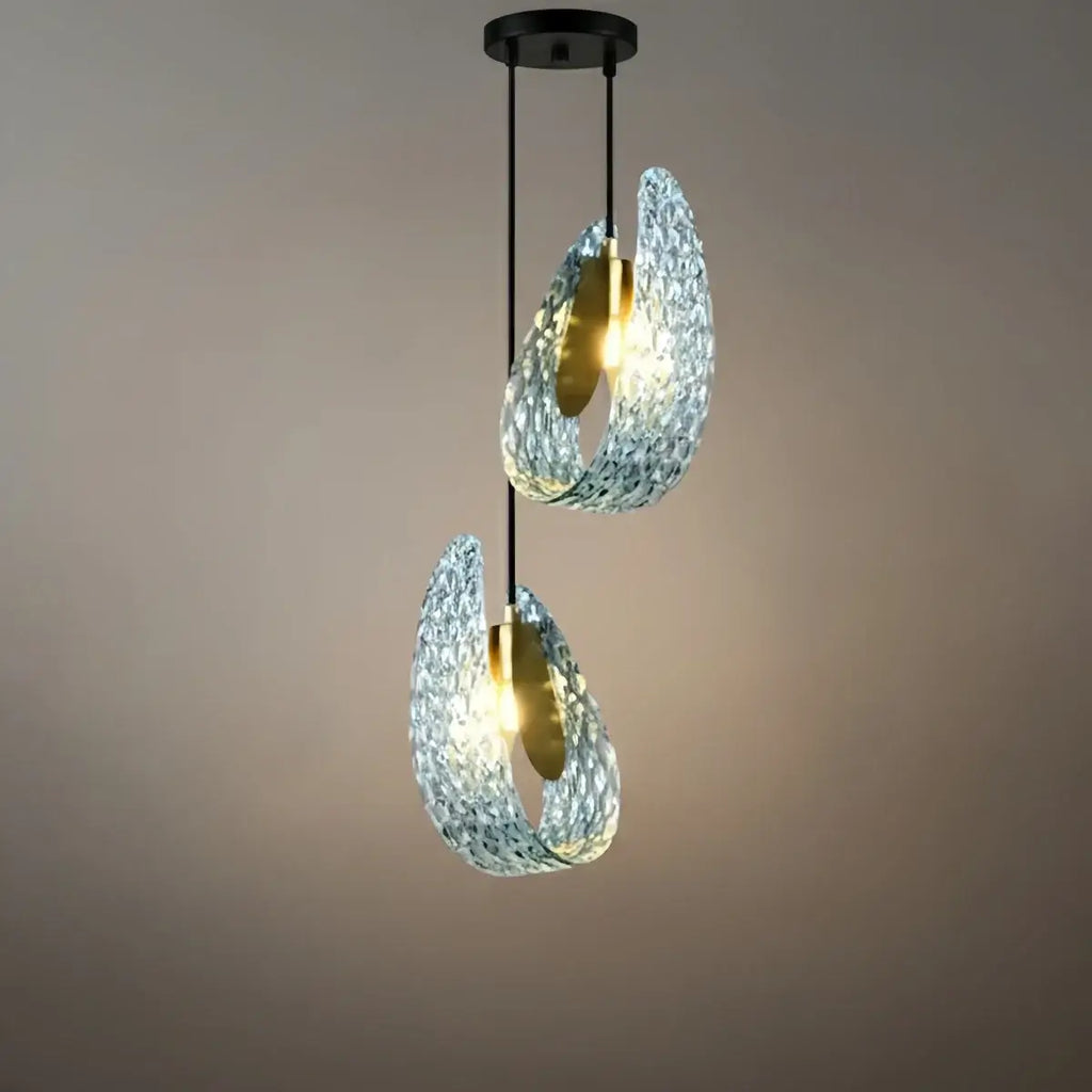 Art Deco Peacock Chandelier – Blue Feather Art Glass Contemporary for Dining Room Bedroom - Flindria