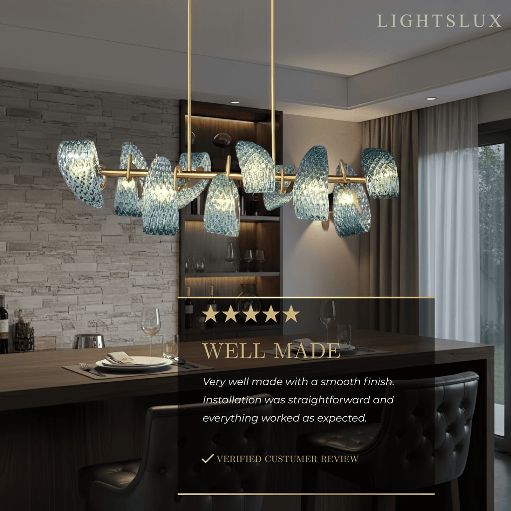 Art Deco Peacock Chandelier – Blue Feather Art Glass Contemporary for Dining Room Bedroom - Flindria