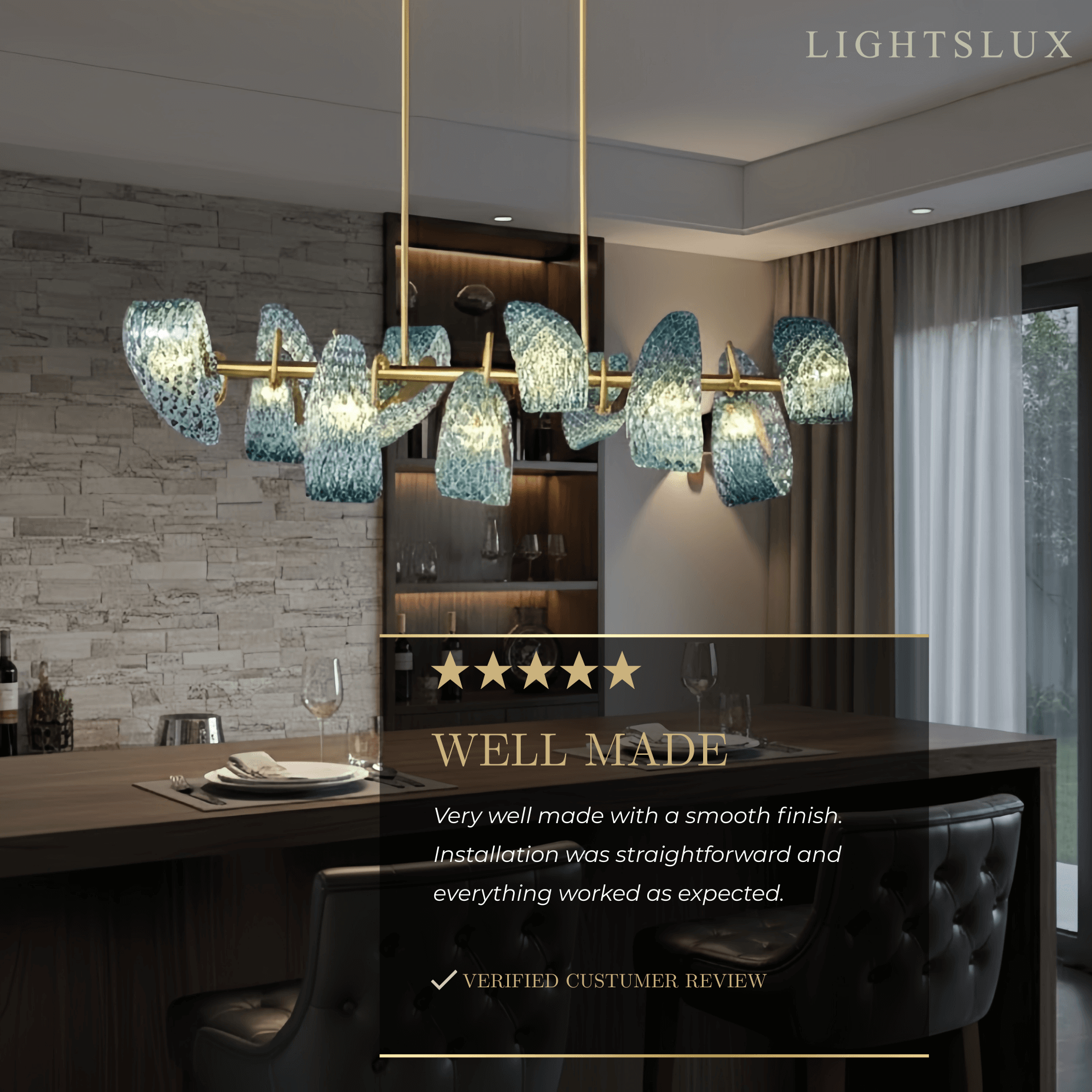 Art Deco Peacock Chandelier – Blue Feather Art Glass Contemporary for Dining Room Bedroom - Flindria