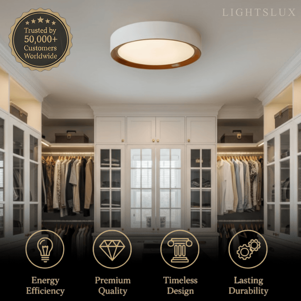 Modern Flush Mount Ceiling Light – Walnut White Metal Acrylic for Bedroom - Flindria