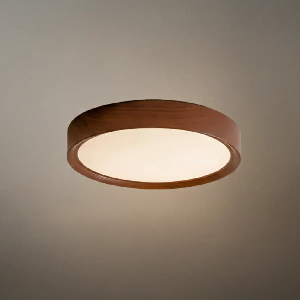 Modern Flush Mount Ceiling Light – Walnut White Metal Acrylic for Bedroom - Flindria