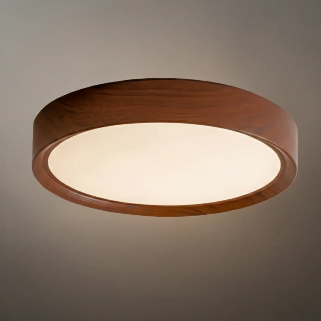 Modern Flush Mount Ceiling Light – Walnut White Metal Acrylic for Bedroom - Flindria