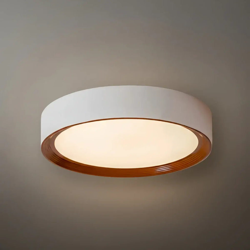Modern Flush Mount Ceiling Light – Walnut White Metal Acrylic for Bedroom - Flindria