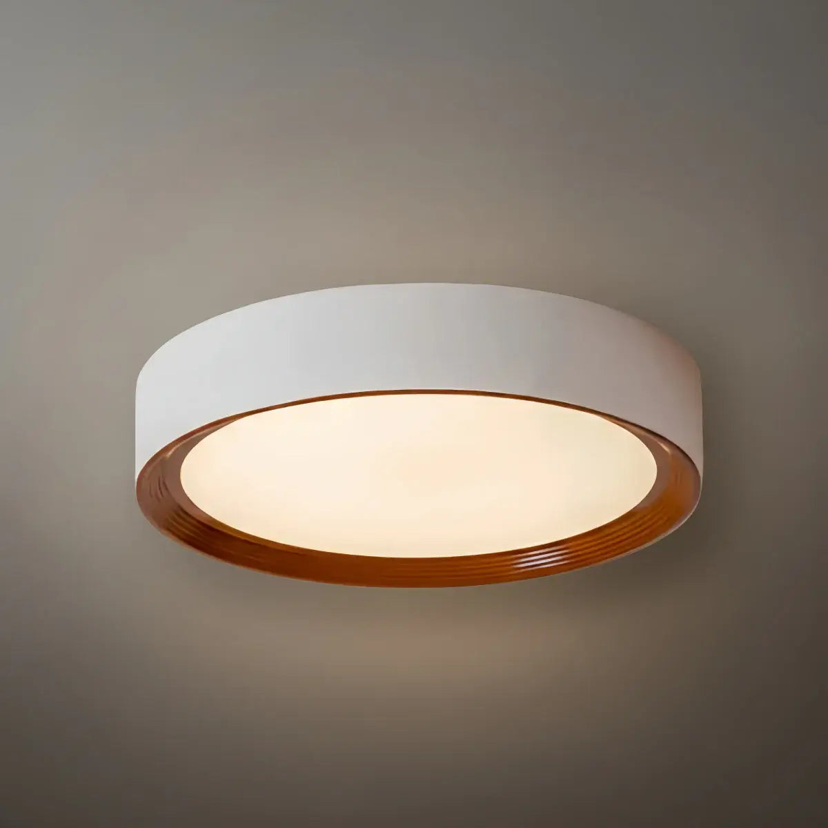Modern Flush Mount Ceiling Light – Walnut White Metal Acrylic for Bedroom - Flindria