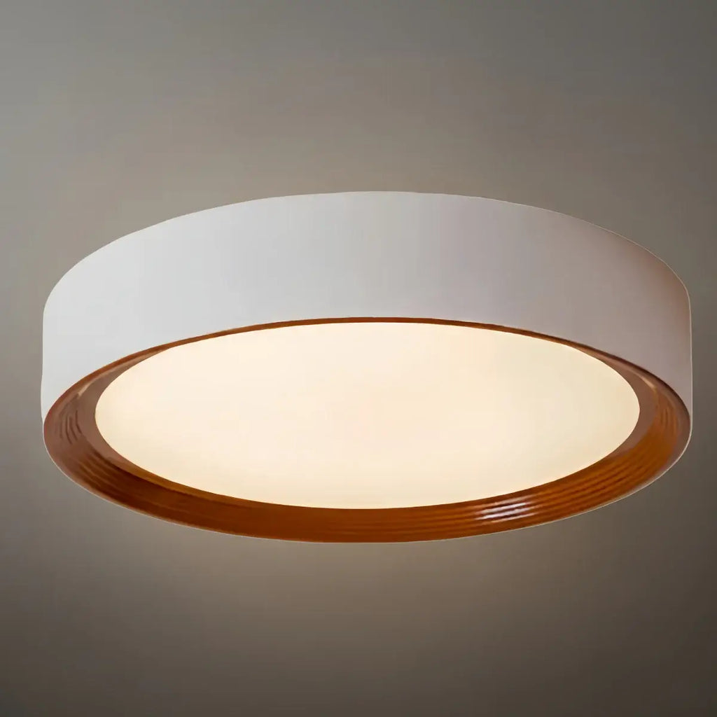 Modern Flush Mount Ceiling Light – Walnut White Metal Acrylic for Bedroom - Flindria