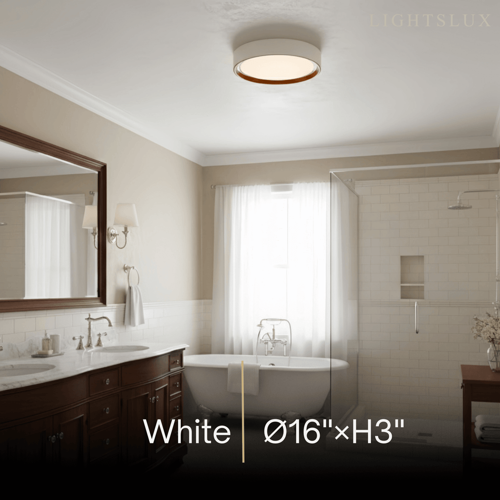 Modern Flush Mount Ceiling Light – Walnut White Metal Acrylic for Bedroom - Flindria