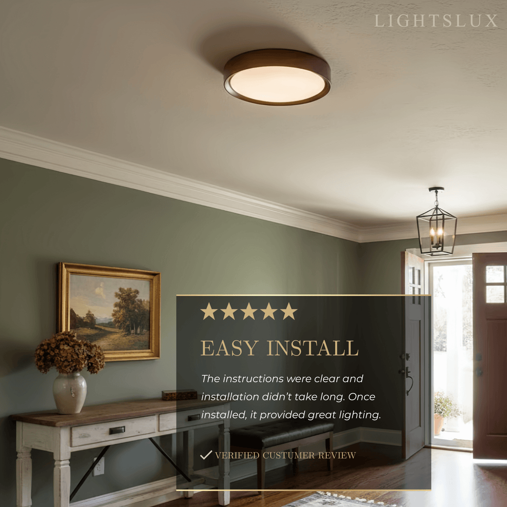 Modern Flush Mount Ceiling Light – Walnut White Metal Acrylic for Bedroom - Flindria