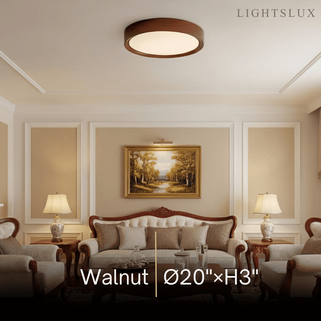 Modern Flush Mount Ceiling Light – Walnut White Metal Acrylic for Bedroom - Flindria