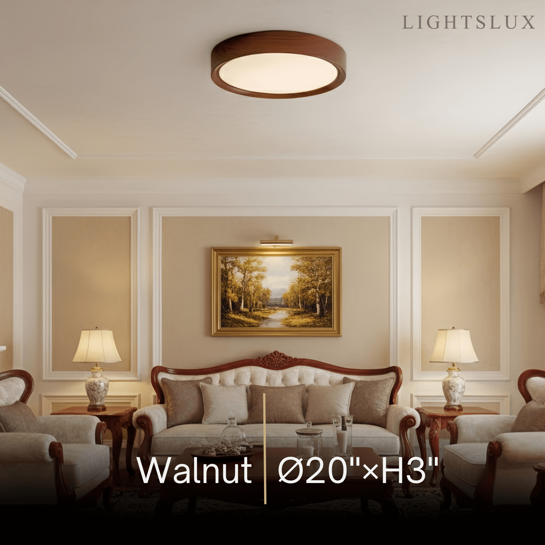 Modern Flush Mount Ceiling Light – Walnut White Metal Acrylic for Bedroom - Flindria