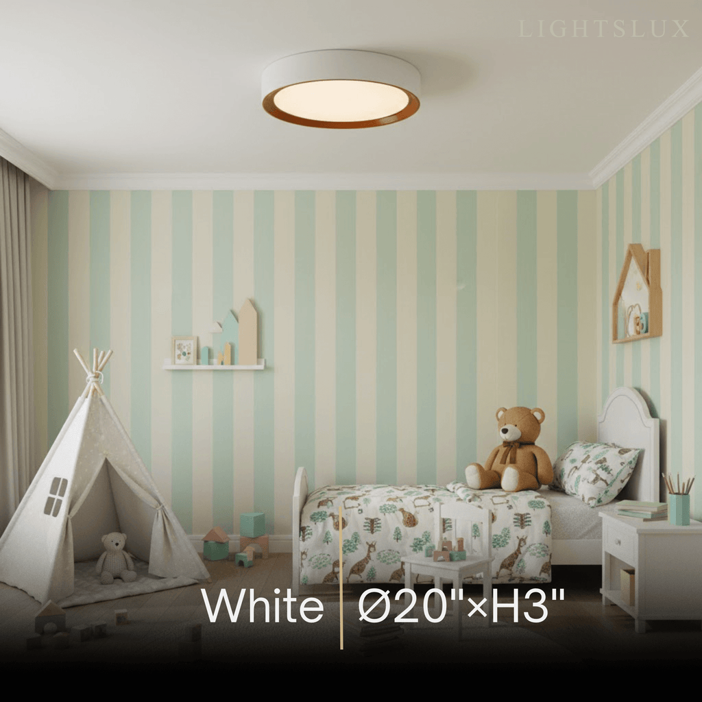 Modern Flush Mount Ceiling Light – Walnut White Metal Acrylic for Bedroom - Flindria