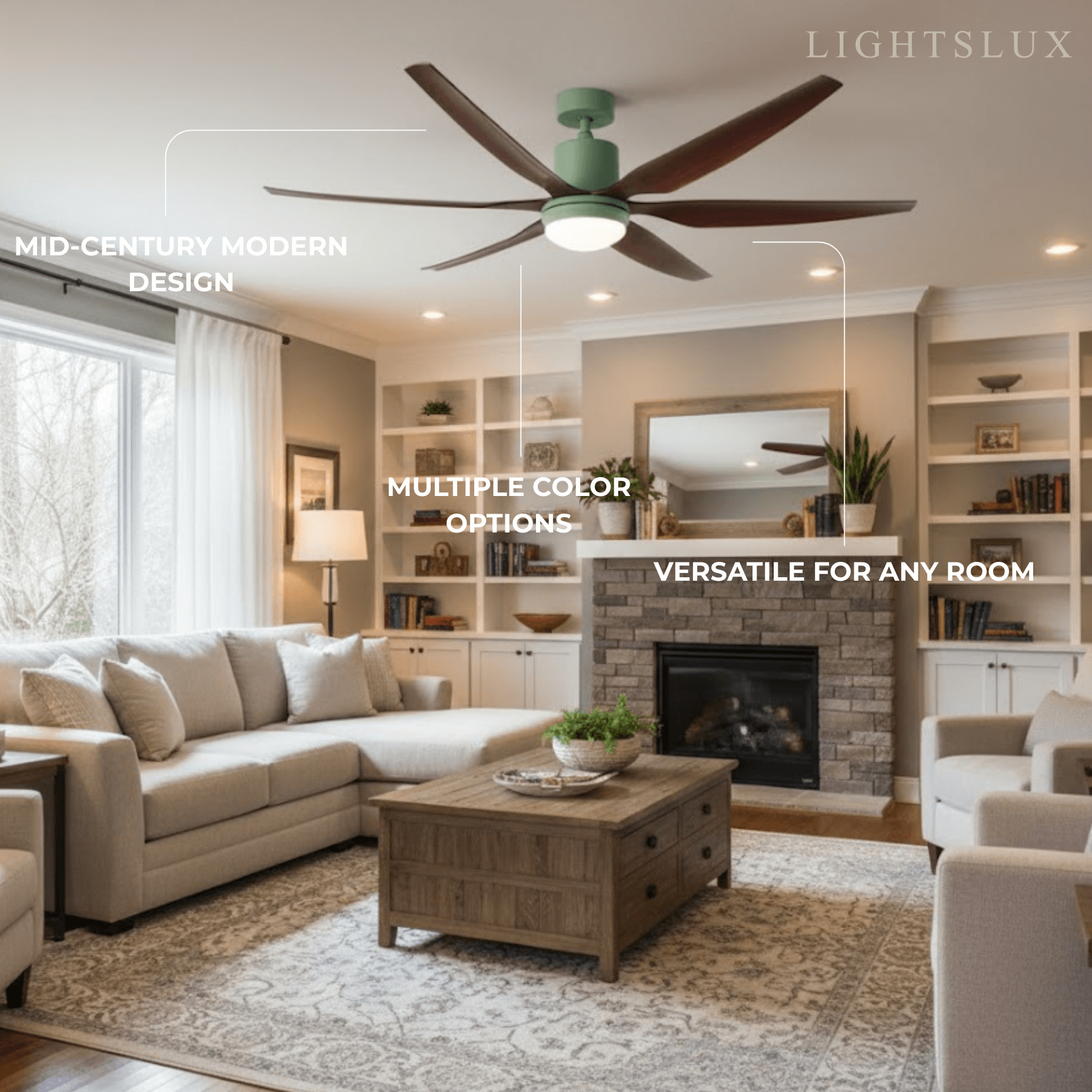 Modern Ceiling Fan Light – Black/Green/Grey/White for Bedroom Living Room - Flindria