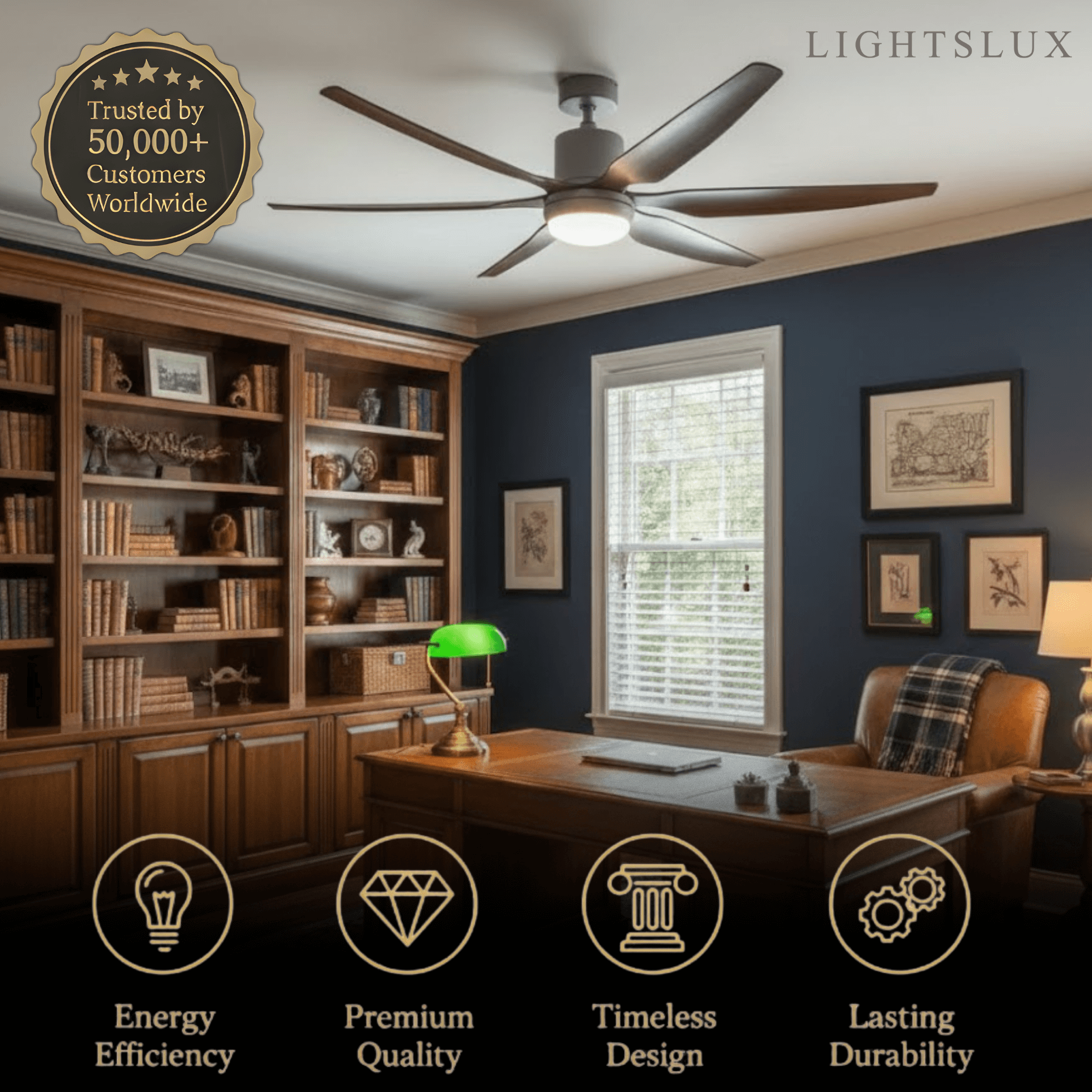 Modern Ceiling Fan Light – Black/Green/Grey/White for Bedroom Living Room - Flindria