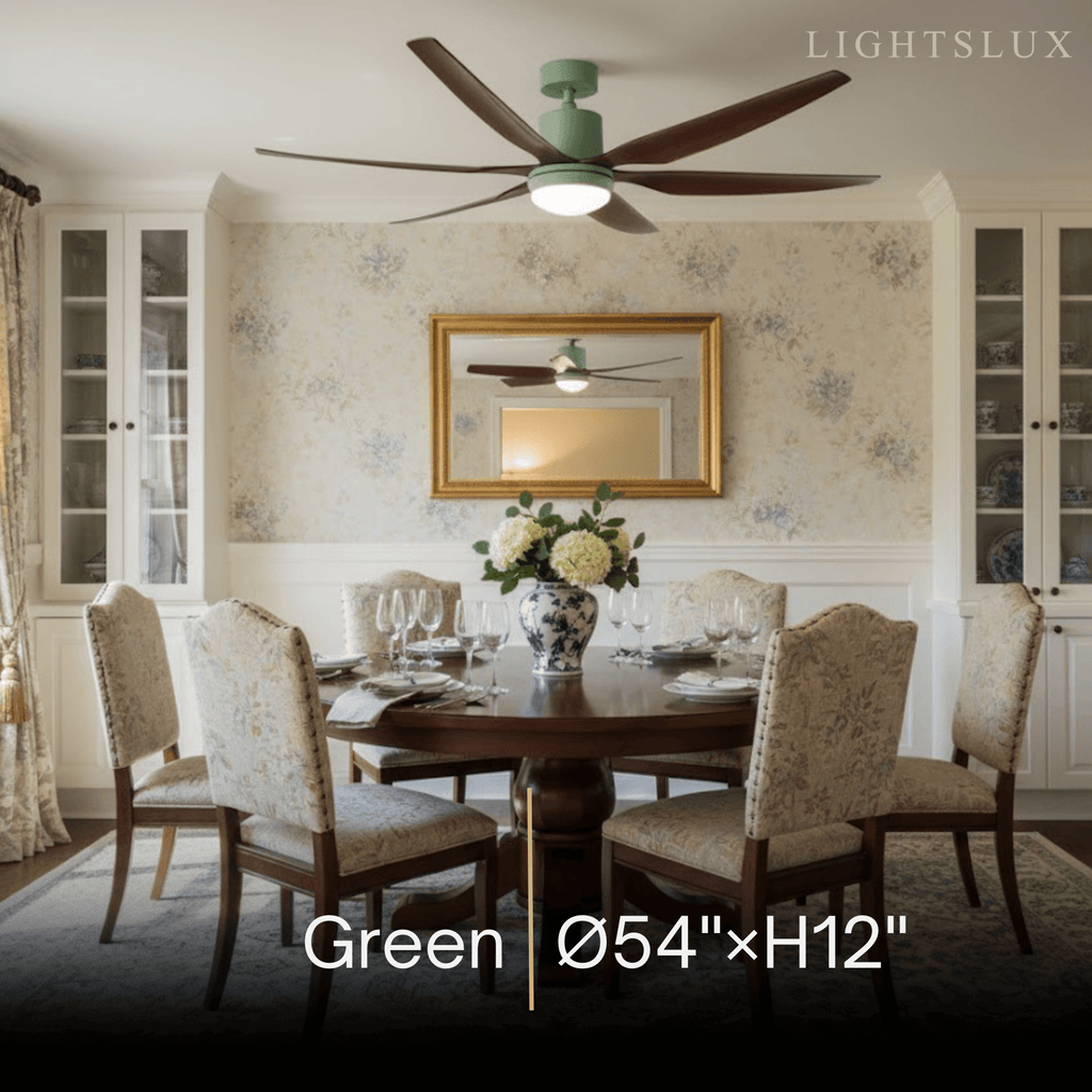 Modern Ceiling Fan Light – Black/Green/Grey/White for Bedroom Living Room - Flindria