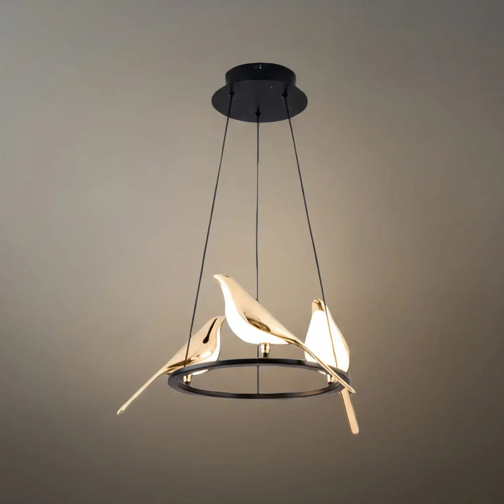 Modern Bird Chandelier – Gold Acrylic Magpie Design for Contemporary Luxury Interiors - Flindria