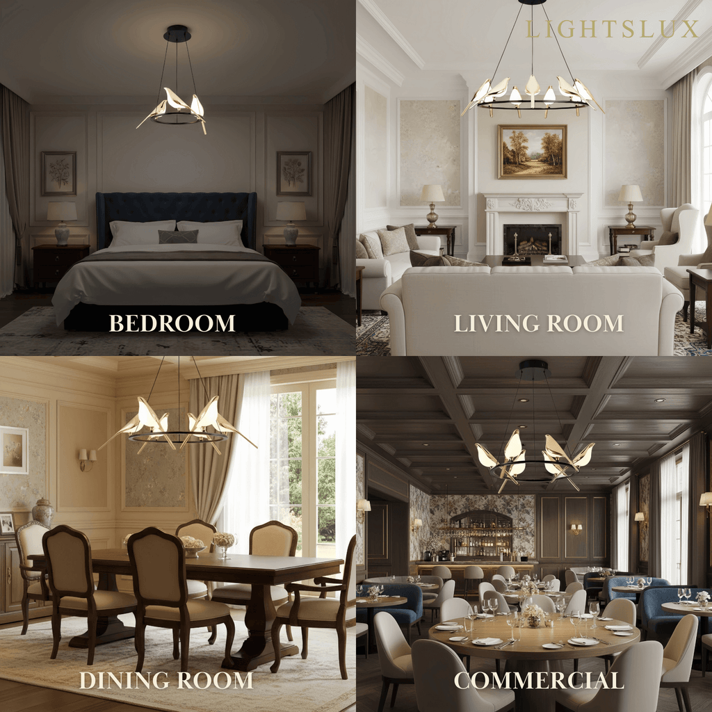 Modern Bird Chandelier – Gold Acrylic Magpie Design for Contemporary Luxury Interiors - Flindria