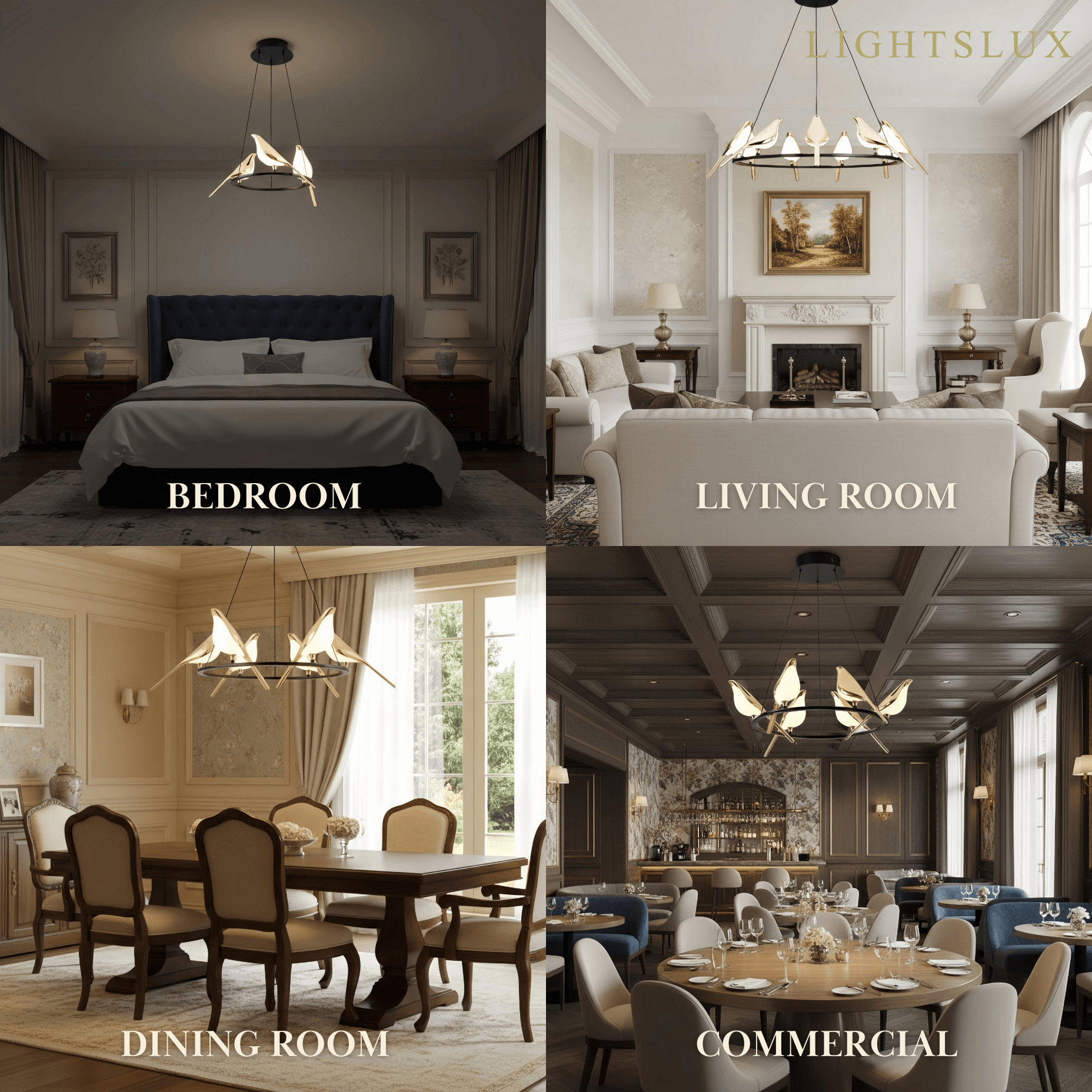 Modern Bird Chandelier – Gold Acrylic Magpie Design for Contemporary Luxury Interiors - Flindria