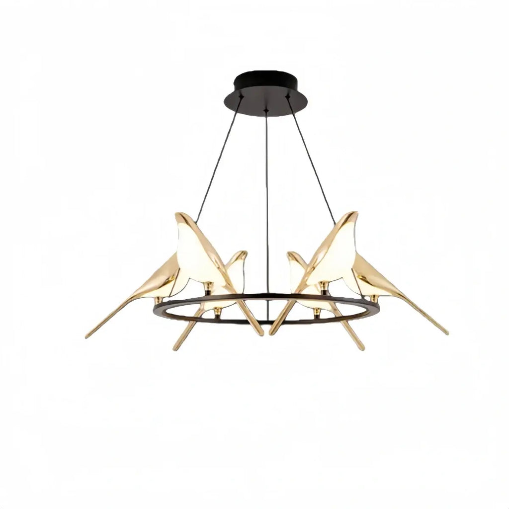 Modern Bird Chandelier – Gold Acrylic Magpie Design for Contemporary Luxury Interiors - Flindria