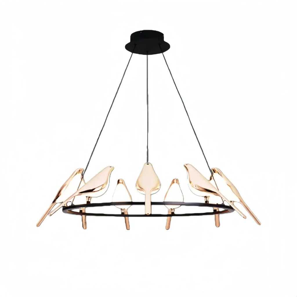 Modern Bird Chandelier – Gold Acrylic Magpie Design for Contemporary Luxury Interiors - Flindria