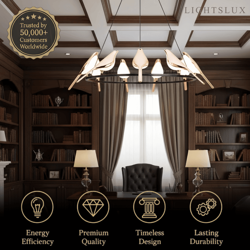 Modern Bird Chandelier – Gold Acrylic Magpie Design for Contemporary Luxury Interiors - Flindria