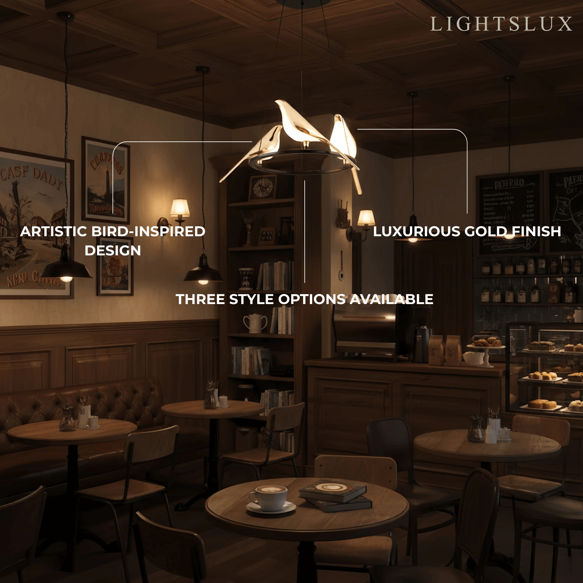 Modern Bird Chandelier – Gold Acrylic Magpie Design for Contemporary Luxury Interiors - Flindria