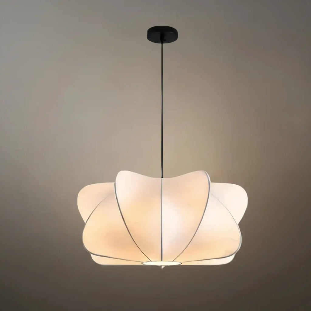 Japandi Pendant Light – White Silk Crossover Design for Bedroom Dining Room - Flindria