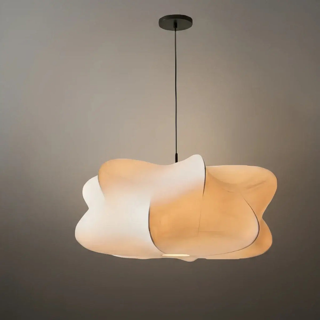 Japandi Pendant Light – White Silk Crossover Design for Bedroom Dining Room - Flindria