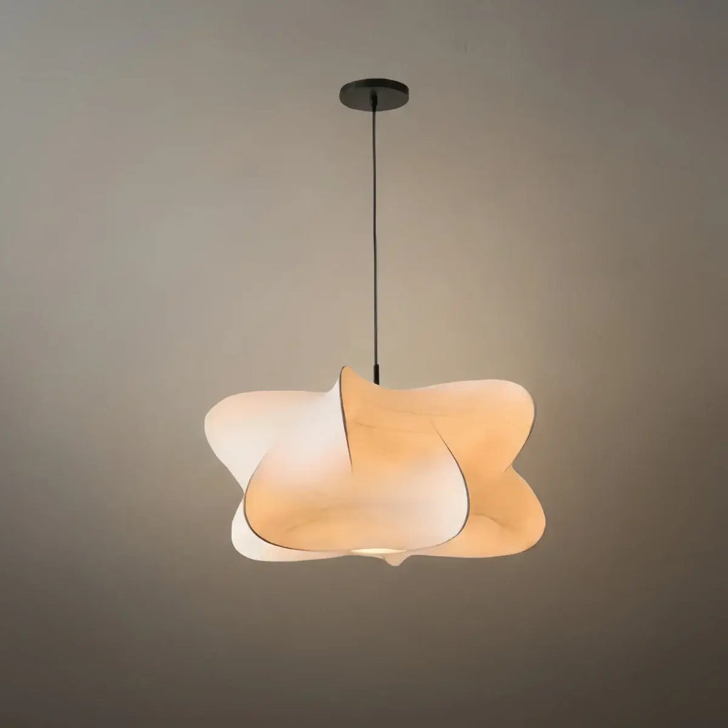 Japandi Pendant Light – White Silk Crossover Design for Bedroom Dining Room - Flindria