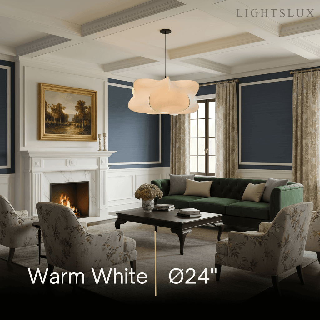 Japandi Pendant Light – White Silk Crossover Design for Bedroom Dining Room - Flindria