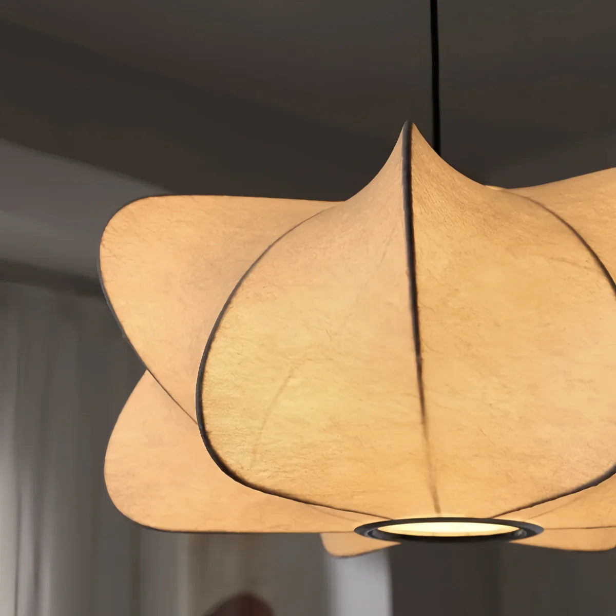 Japandi Pendant Light – White Silk Crossover Design for Bedroom Dining Room - Flindria
