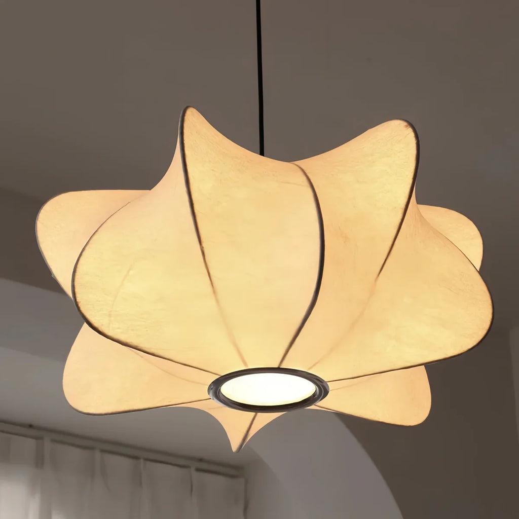 Japandi Pendant Light – White Silk Crossover Design for Bedroom Dining Room - Flindria