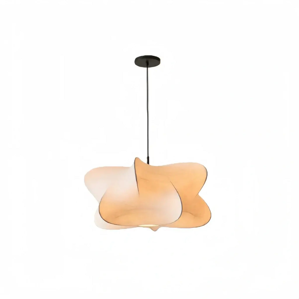Japandi Pendant Light – White Silk Crossover Design for Bedroom Dining Room - Flindria