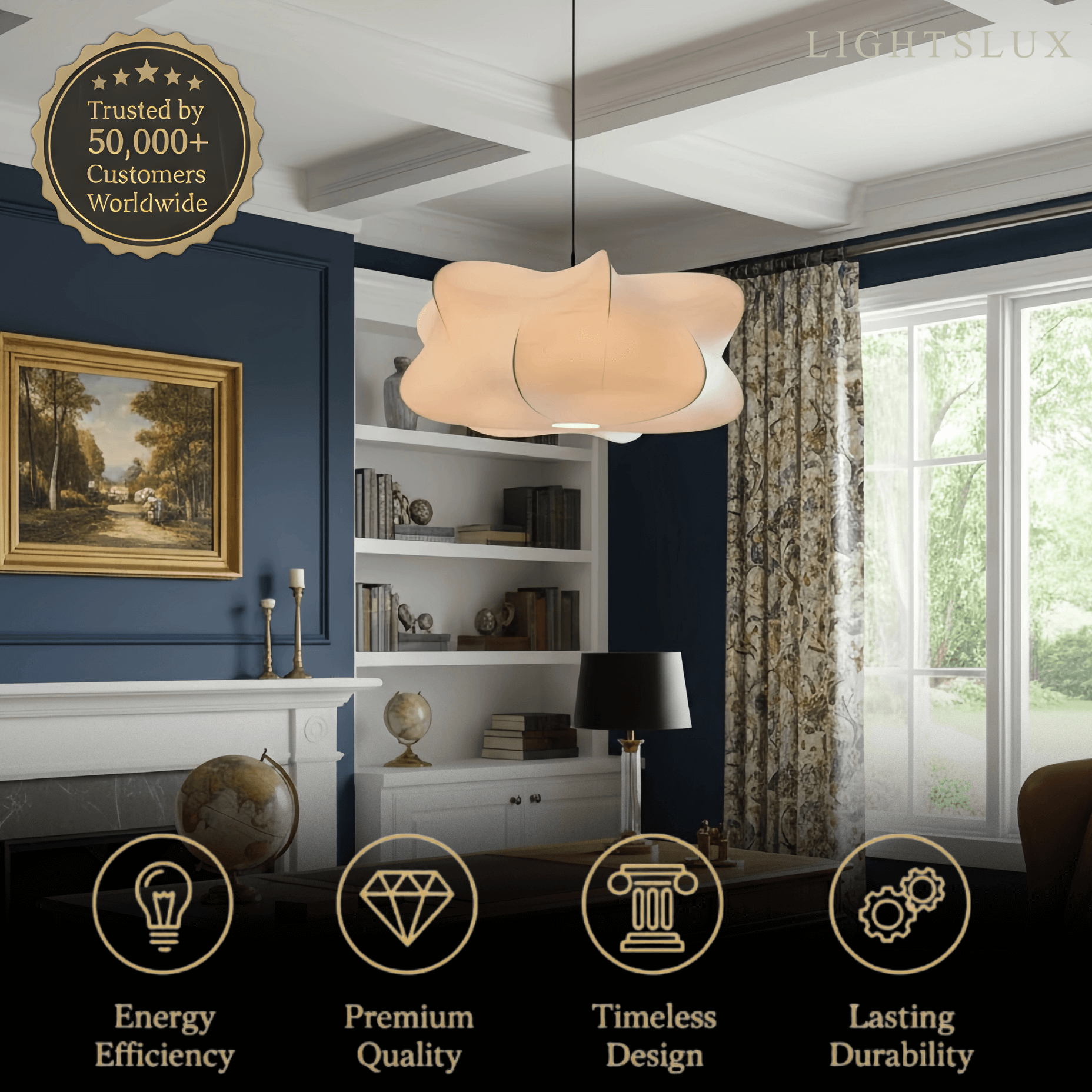 Japandi Pendant Light – White Silk Crossover Design for Bedroom Dining Room - Flindria