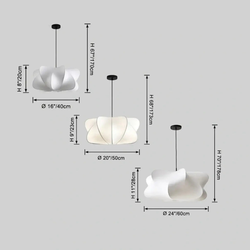 Japandi Pendant Light – White Silk Crossover Design for Bedroom Dining Room - Flindria