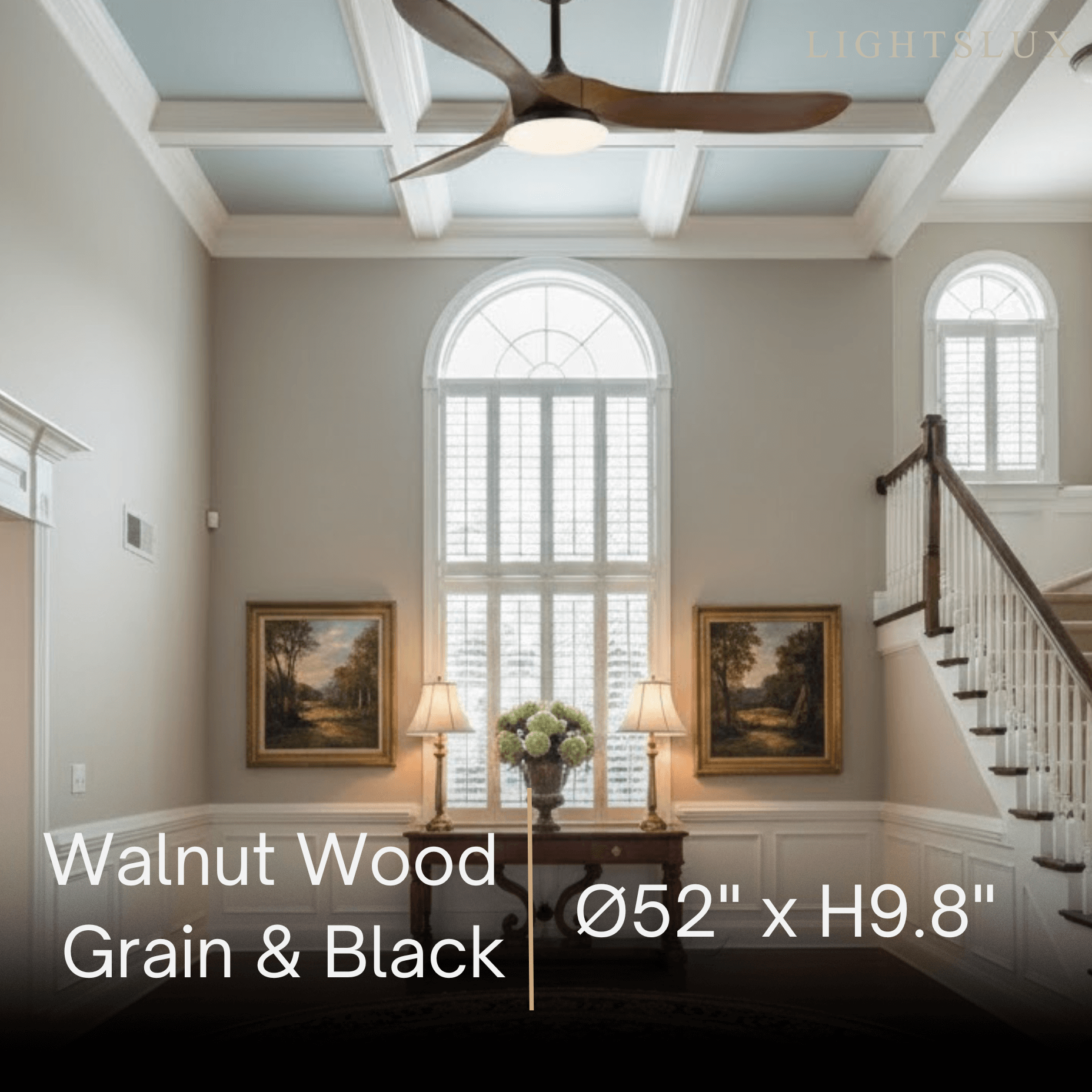 Modern Wood Ceiling Fan Light – 42” 52” Adjustable Airflow & Light Dining Room - Flindria