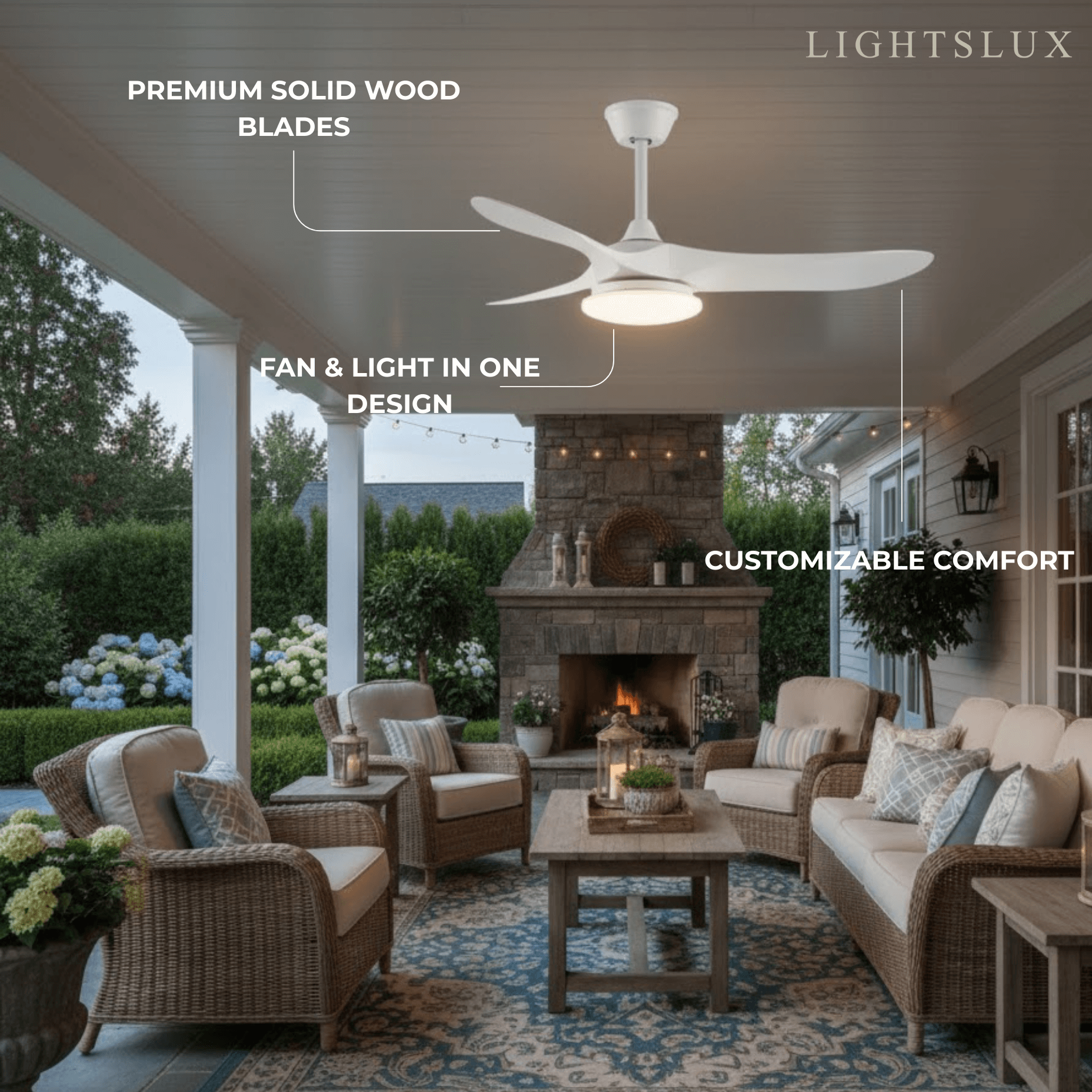 Modern Wood Ceiling Fan Light – 42” 52” Adjustable Airflow & Light Dining Room - Flindria