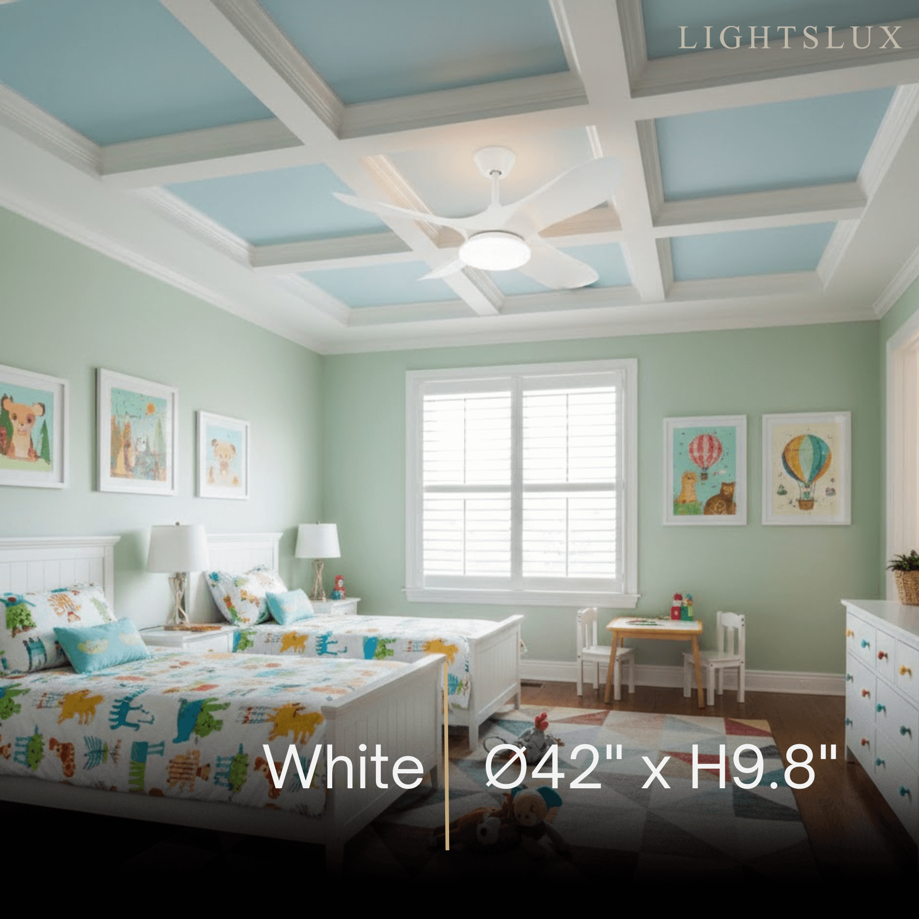Modern Wood Ceiling Fan Light – 42” 52” Adjustable Airflow & Light Dining Room - Flindria
