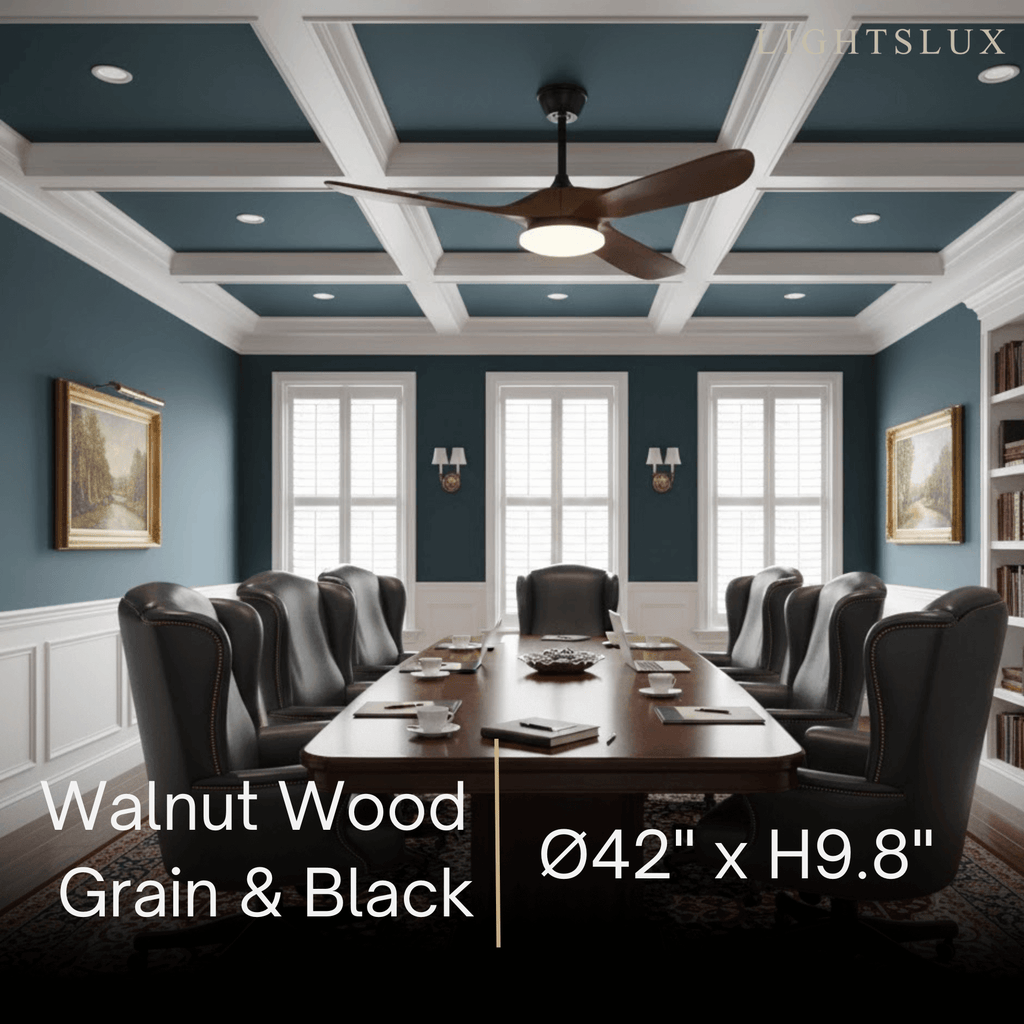 Modern Wood Ceiling Fan Light – 42” 52” Adjustable Airflow & Light Dining Room - Flindria