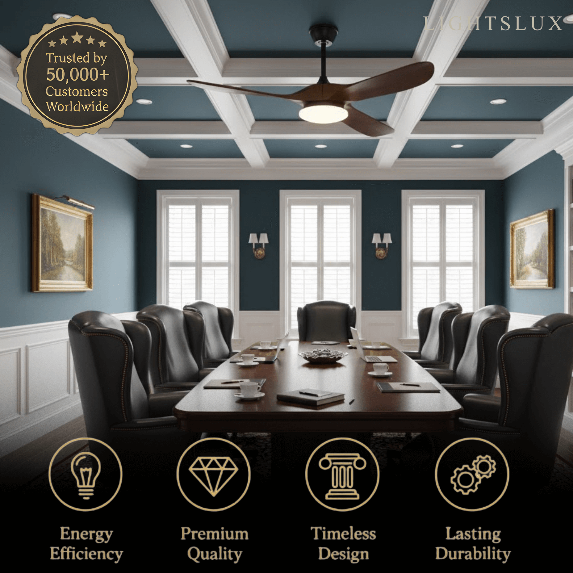 Modern Wood Ceiling Fan Light – 42” 52” Adjustable Airflow & Light Dining Room - Flindria