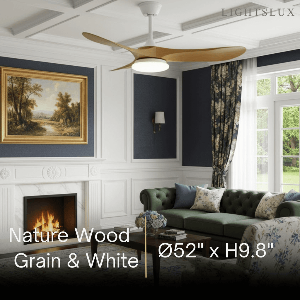 Modern Wood Ceiling Fan Light – 42” 52” Adjustable Airflow & Light Dining Room - Flindria