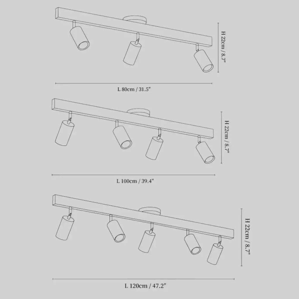 Modern Track Light – Wood Cylinder Shades Adjustable for Living Room - Flindria