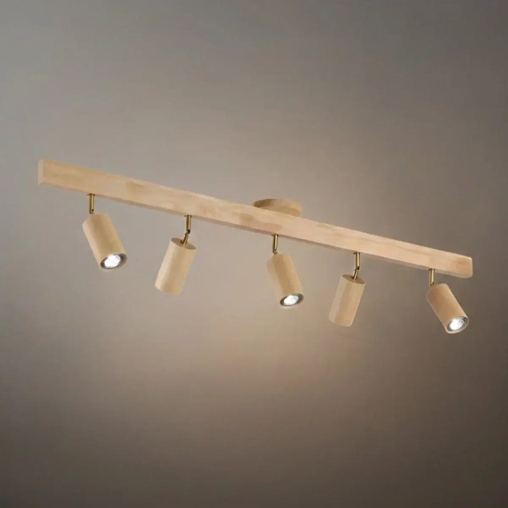 Modern Track Light – Wood Cylinder Shades Adjustable for Living Room - Flindria